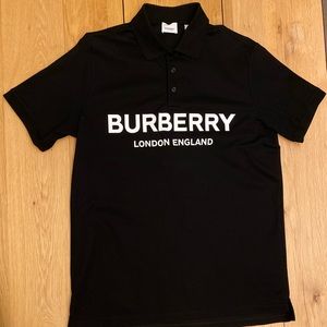 Burberry Logo Print Cotton Piqué Polo Shir…